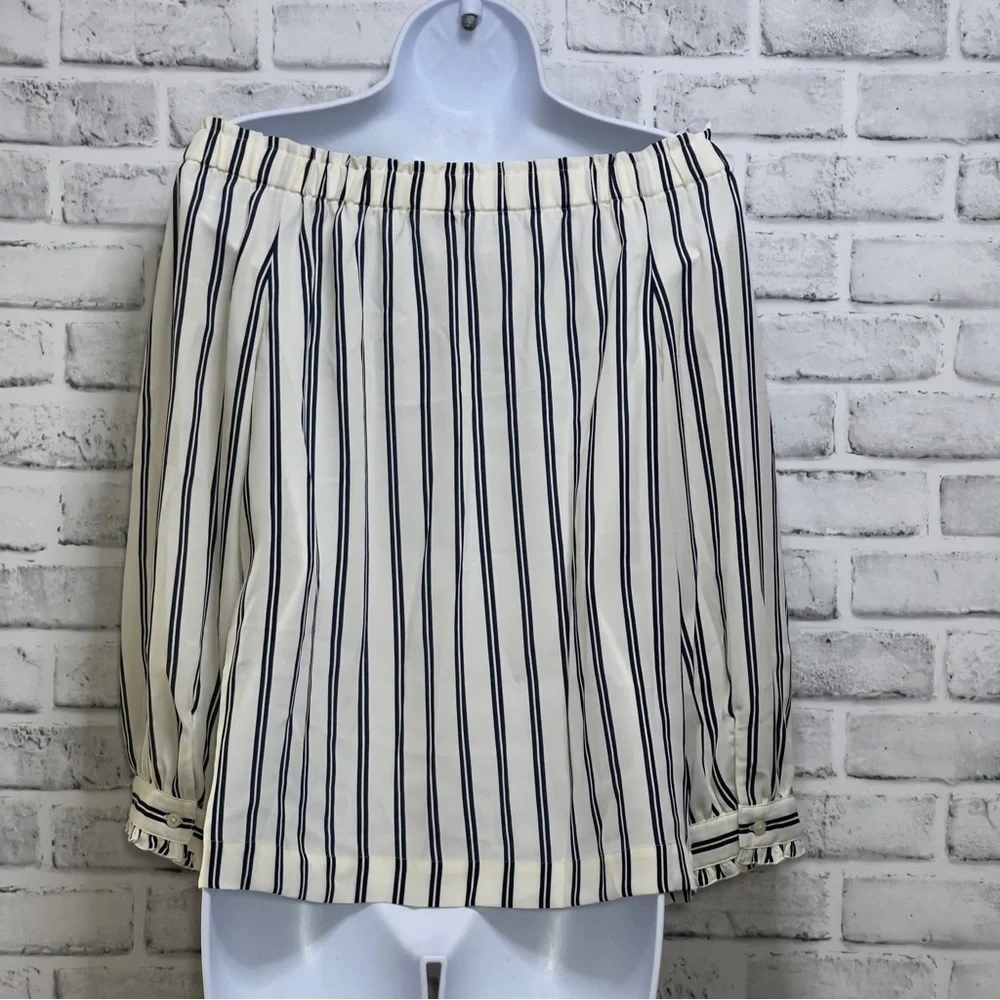 Mercantile by J.Crew Stripped Off Shoulder Bow Blouse Small